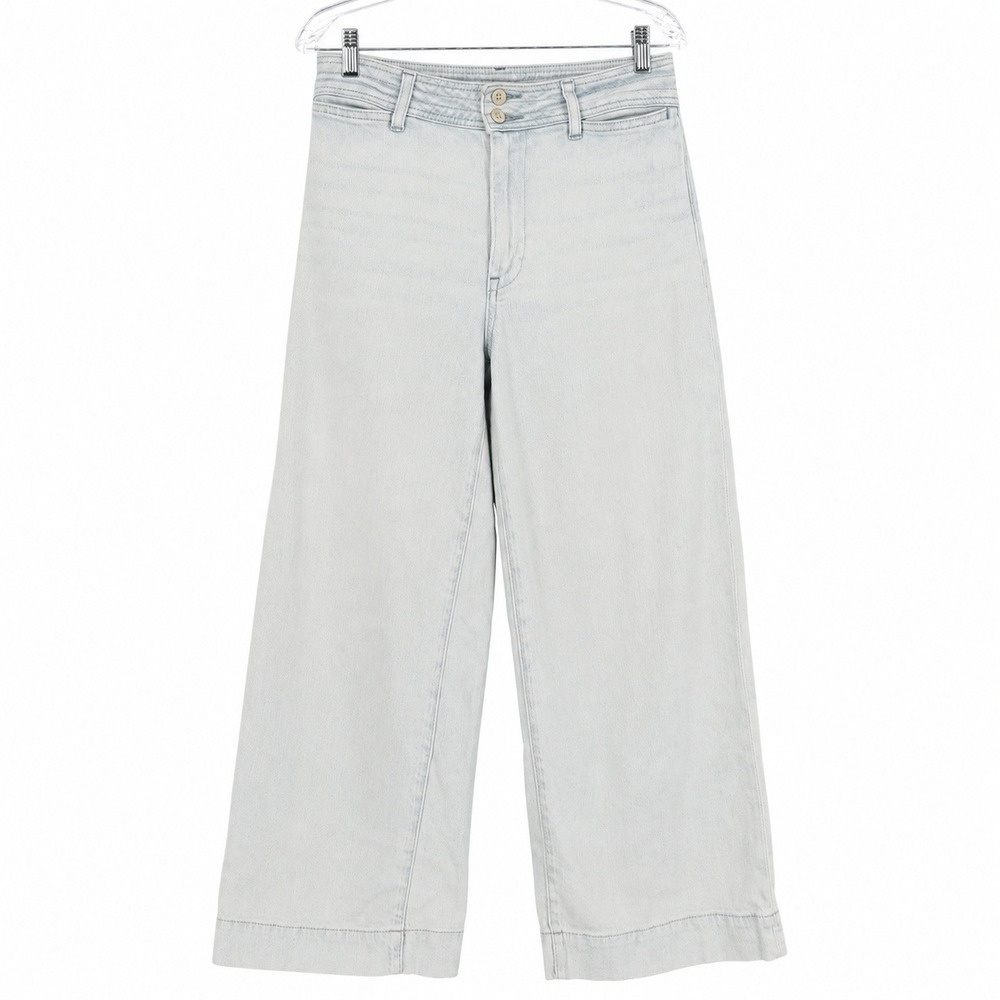 Faherty Womens Harbor High Rise Wide Leg Crop Jean Ocean Mist Hemp Blend Size 28